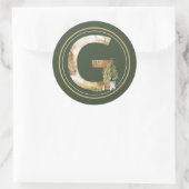 BohoクリスマスモノグラムGと松 ラウンドシール (バッグ)