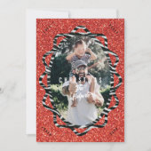 Bohoグリッター&ゼブラプリント楕円形フォトクリスマス シーズンカード (正面)