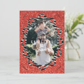 Bohoグリッター&ゼブラプリント楕円形フォトクリスマス シーズンカード (スタンド正面)