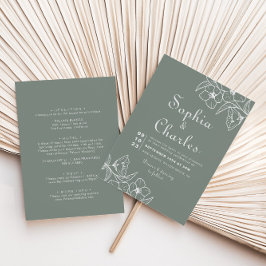Bohoグリーンデスティネーションフローラフロントバック結婚ズ 招待状