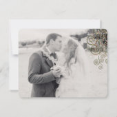 Bohoグリーンドット&らせん状エレガントなウェディングフォト サンキューカード (裏面)