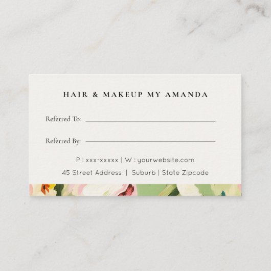 Bohoグリーンピンク絵を描のフローラは友人を参照 名刺 (裏面)