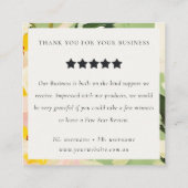 Bohoグリーンピンク絵を描のフローラレビュー要求 スクエア名刺 (裏面)