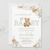 Bohoグリーンベア赤ちゃんシャワー 招待状 (正面)