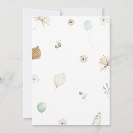 Bohoグリーンベア赤ちゃんシャワー 招待状 (裏面)