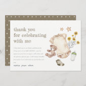 Bohoグリーンベビー服ベビー男女兼用シャワー サンキューカード (正面/裏面)