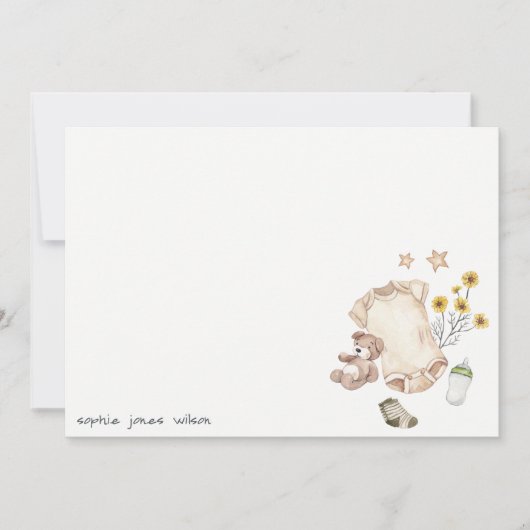 Bohoグリーンベビー服ベビー男女兼用シャワー ノートカード (正面)