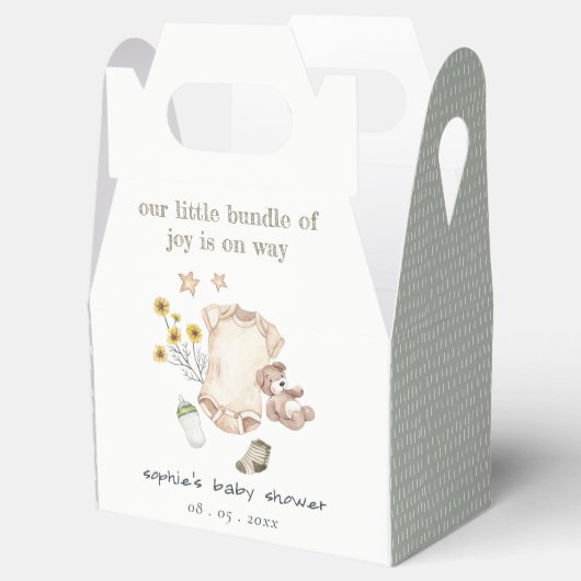 Bohoグリーンベビー服ベビー男女兼用シャワー フェイバーボックス (オープン)