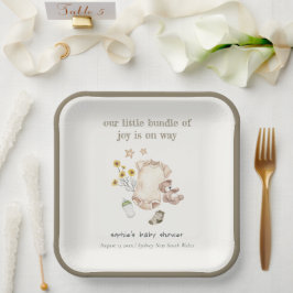 Bohoグリーンベビー服ベビー男女兼用シャワー ペーパープレート