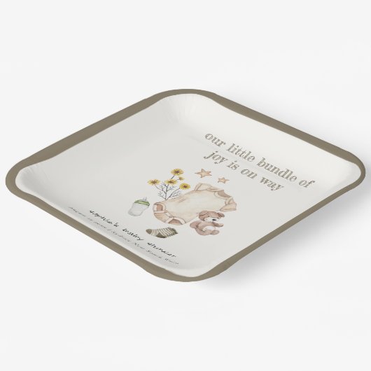 Bohoグリーンベビー服ベビー男女兼用シャワー ペーパープレート (傾斜あり)