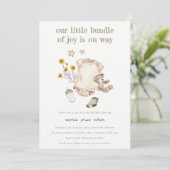 Bohoグリーンベビー服ベビー男女兼用シャワー 招待状 (スタンド正面)