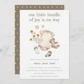 Bohoグリーンベビー服ベビー男女兼用シャワー 招待状 (正面/裏面)