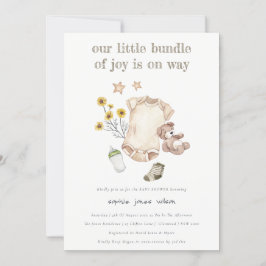 Bohoグリーンベビー服ベビー男女兼用シャワー 招待状