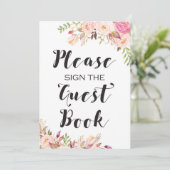 Bohoゲストブックにサインして下さいSign 5x7"サイズ 招待状 (スタンド正面)