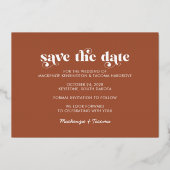 Bohoゴールドフォイルタイポグラフィ写真Save the Date 箔招待状 (裏面)