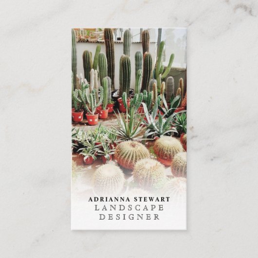 Bohoサボテンの写真ロゴのランドスケープデザイナー 名刺 (正面)