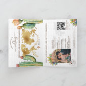 Bohoサボテン行先結婚式パスポートQRコード 招待状 (内部)