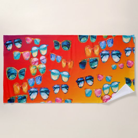 Bohoサングラスサマーバイブ ビーチタオル (正面)