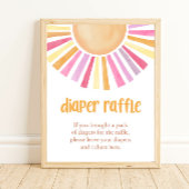 Bohoサンシャインオムツラッフルガールベイビーシャワーサイン ポスター