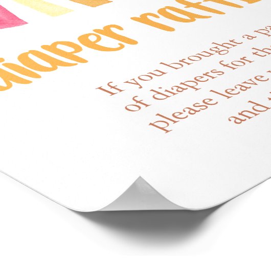 Bohoサンシャインオムツラッフルガールベイビーシャワーサイン ポスター (角)