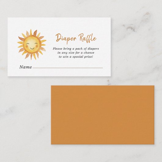 Bohoサンシャインベビーシャワーおむつラッフル エンクロージャーカード (正面/裏面)