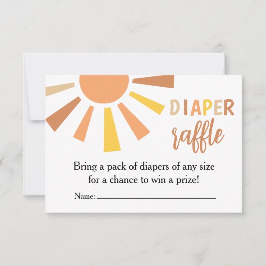 Bohoサンシャインベビーシャワーおむつラッフル サンキューカード (正面)