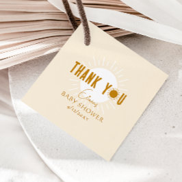 Bohoサンシャインベビーシャワースクエアありがとう フェイバータグ