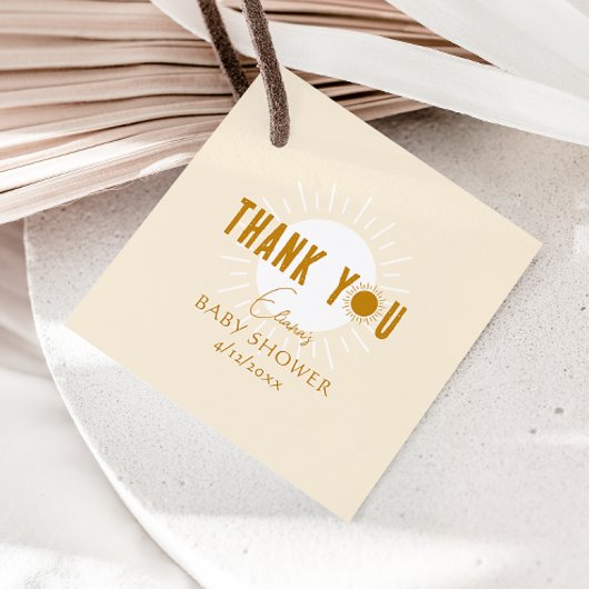 Bohoサンシャインベビーシャワースクエアありがとう フェイバータグ