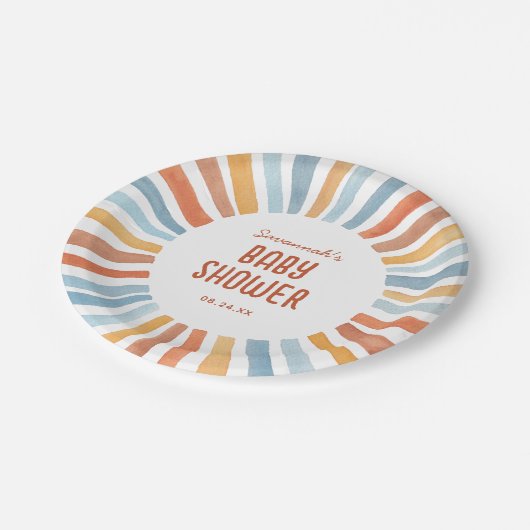 Bohoサンシャイン男女兼用ベビーシャワー ペーパープレート (アングル)