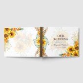 BOHOサンフラワーズパンパスグラス結婚ズゲストブック ゲストブック (全面)