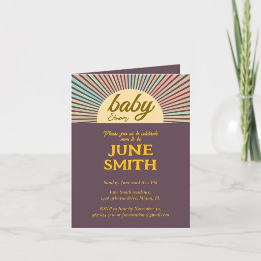 Bohoサンレイベビーシャワー 招待状 (正面)