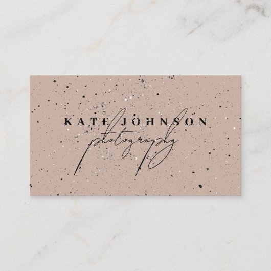 Bohoシグネチャー素朴スクリプトQRコードソーシャルメディア 名刺 (正面)