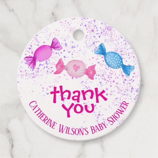 Bohoシックかわいいスイーツキャンディランドベビーシャワー フェイバータグ (正面)