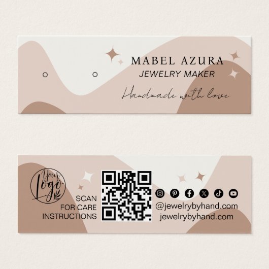 BohoシックなアーストーンジュエリーメーカーQrロゴイヤリング (正面&裏面)