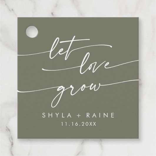 Bohoシックなオリーブグリーン愛の成長を結婚許可 フェイバータグ (正面)