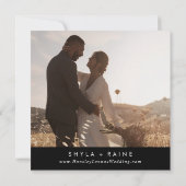 Bohoシックなカラー編集可能スクエアフォトバック セーブザデート (裏面)