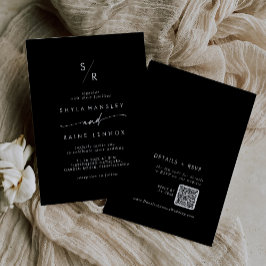 Bohoシックなカラー編集可能モノグラムQRコード結婚ズ 招待状