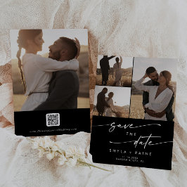 Bohoシックなカラー編集可能数々の写真QRコード セーブザデート