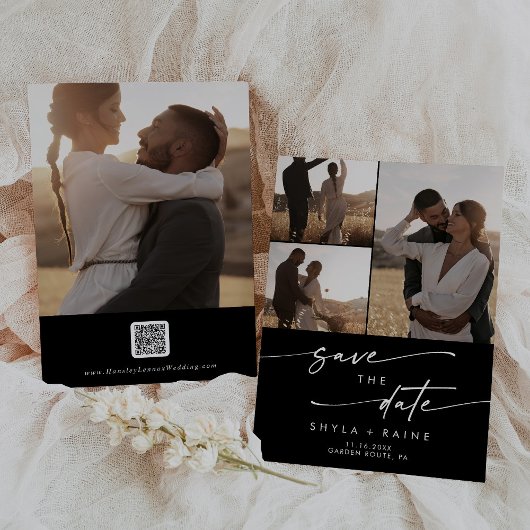 Bohoシックなカラー編集可能数々の写真QRコード セーブザデート