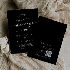 Bohoシックなカラー編集可能QRコーフランスのド結婚ズ 招待状