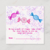 Bohoシックなキャンディスイーツベビーシャワーオムツラッフル エンクロージャーカード (正面)