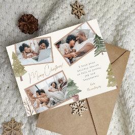 Bohoシックなクリスマス3フォトコラージュ松の木 シーズンポストカード