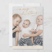 Bohoシックなクリーム金ゴールドかわいいユニーク写真クリスマス シーズンカード (正面)