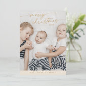 Bohoシックなクリーム金ゴールドかわいいユニーク写真クリスマス シーズンカード (スタンド正面)