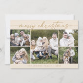 Bohoシックなクリーム金ゴールド写真Bohoメリークリスマス シーズンカード (正面)