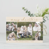 Bohoシックなクリーム金ゴールド写真Bohoメリークリスマス シーズンカード (スタンド正面)