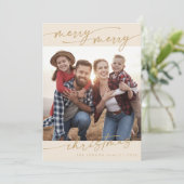Bohoシックなクリーム金ゴールド家族の写真かわいいクリスマス シーズンカード (スタンド正面)