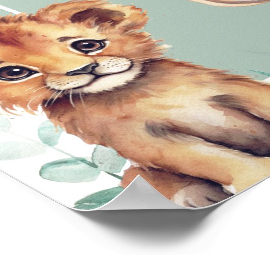 Bohoシックなジャングル動物の赤ちゃんシャワー歓迎サイン ポスター (角)