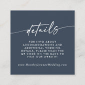 Bohoシックなダークネイビー結婚ブルーのQRコード詳細 エンクロージャーカード (正面)