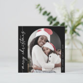 Bohoシックなダークブラックフォトメリーユニーククリスマス シーズンカード (スタンド正面)